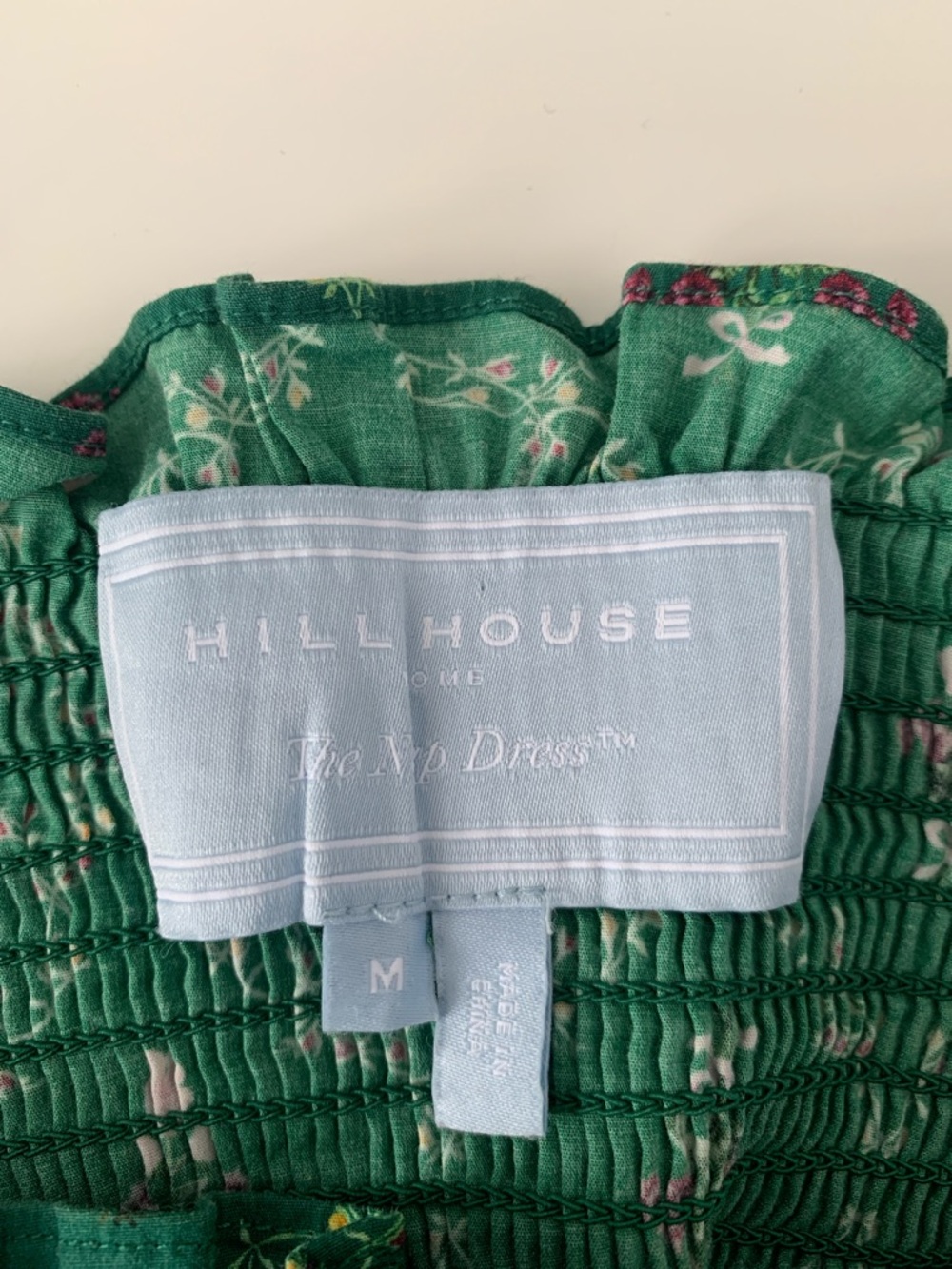 Hill House Nesli Nap Dress Emerald Trellis Smocked Floral Midi Medium - Picture 5 of 8